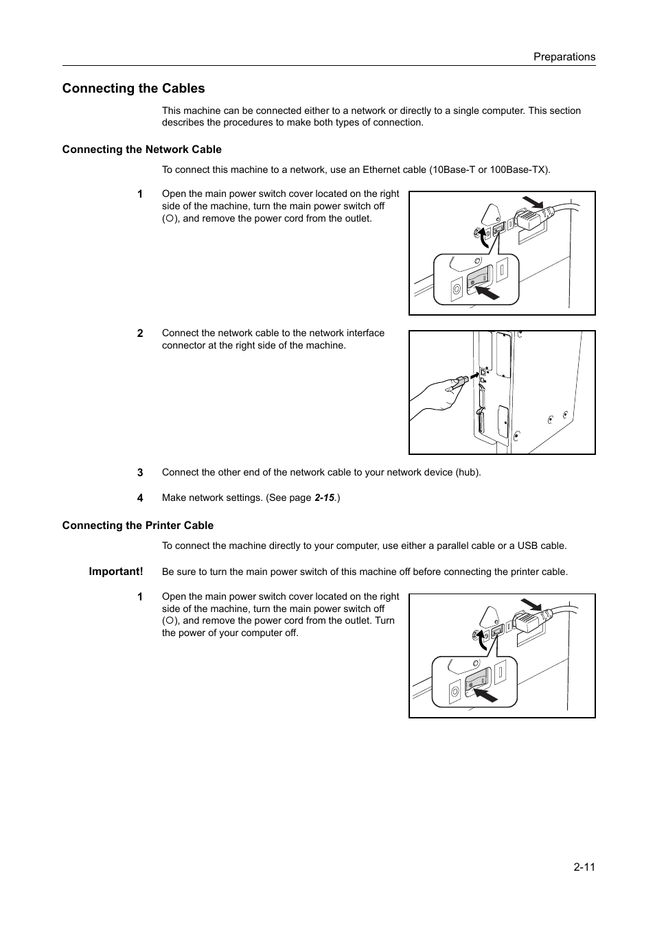 Connecting the cables -11, Connecting the cables | Kyocera 1650 User Manual | Page 43 / 140