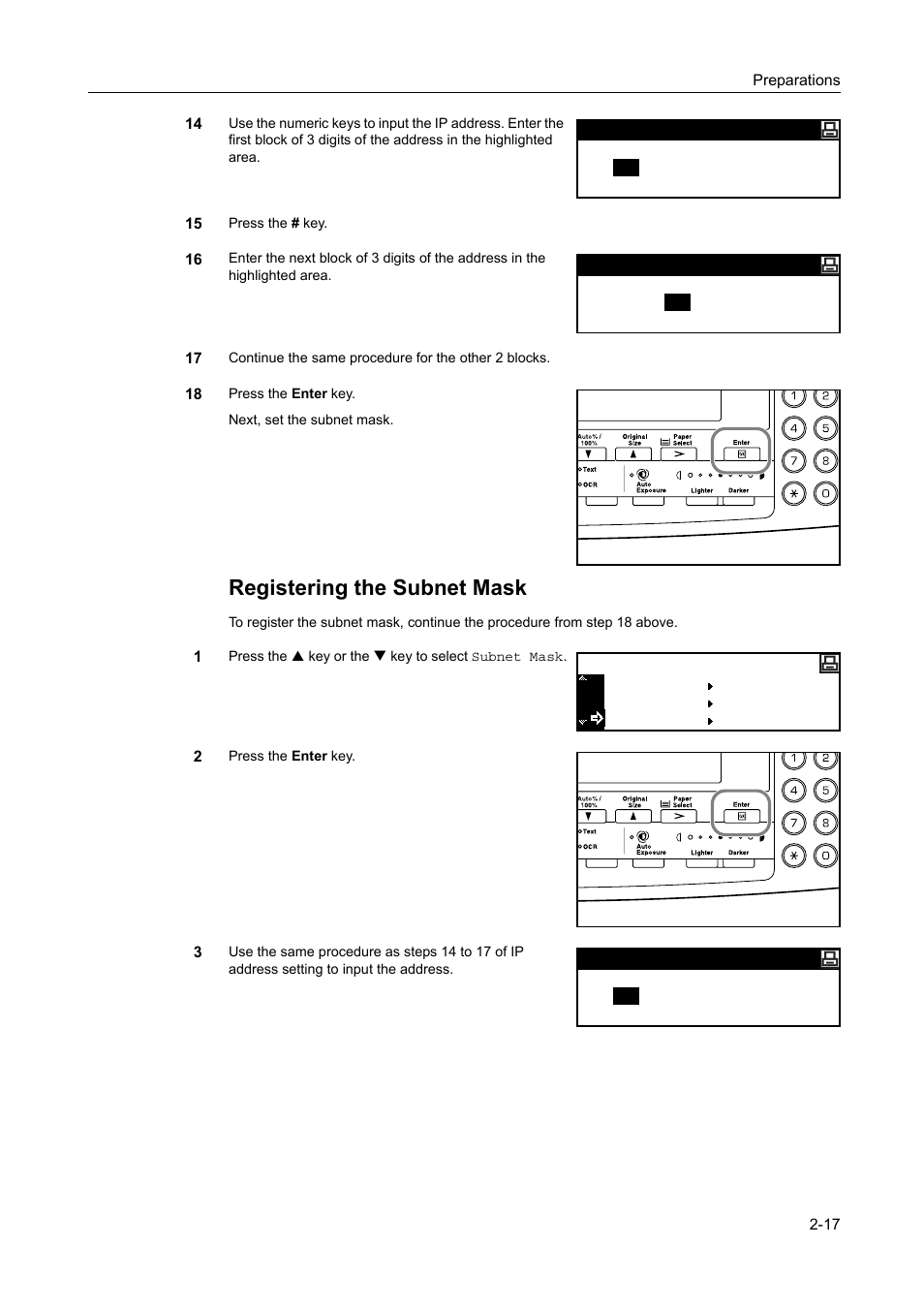 Registering the subnet mask | Kyocera 1650 User Manual | Page 49 / 140