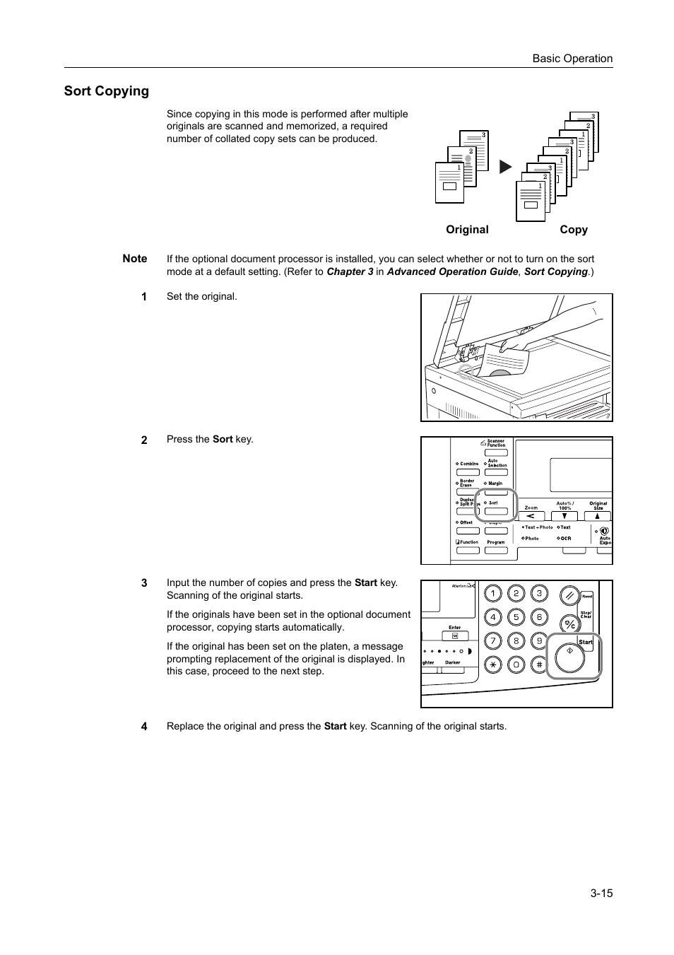 Sort copying -15, Sort copying | Kyocera 1650 User Manual | Page 71 / 140