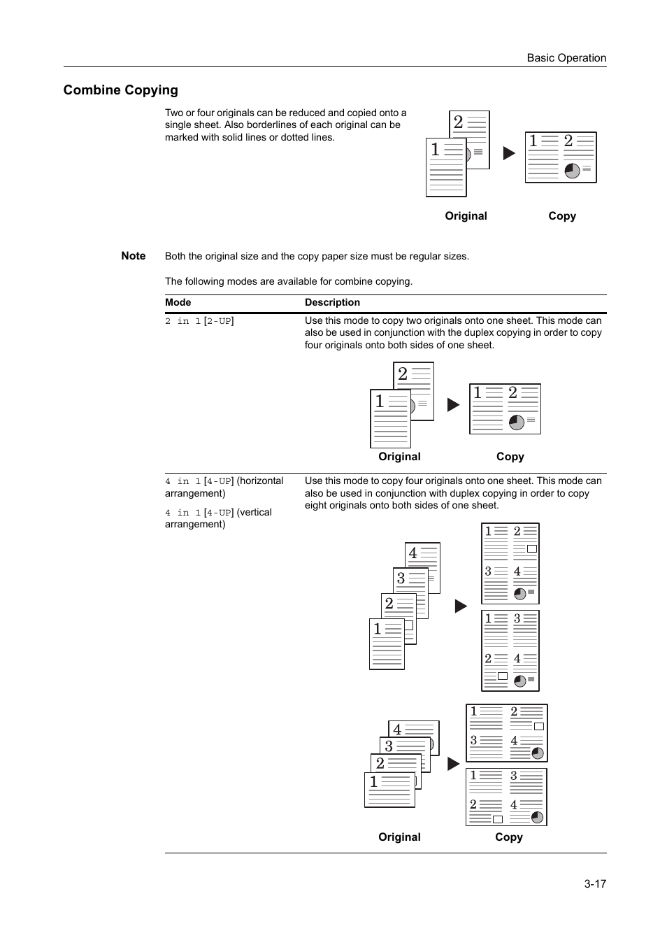 Combine copying -17, Combine copying | Kyocera 1650 User Manual | Page 73 / 140
