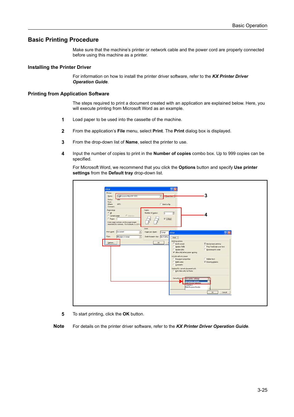 Basic printing procedure -25, Basic printing procedure | Kyocera 1650 User Manual | Page 81 / 140