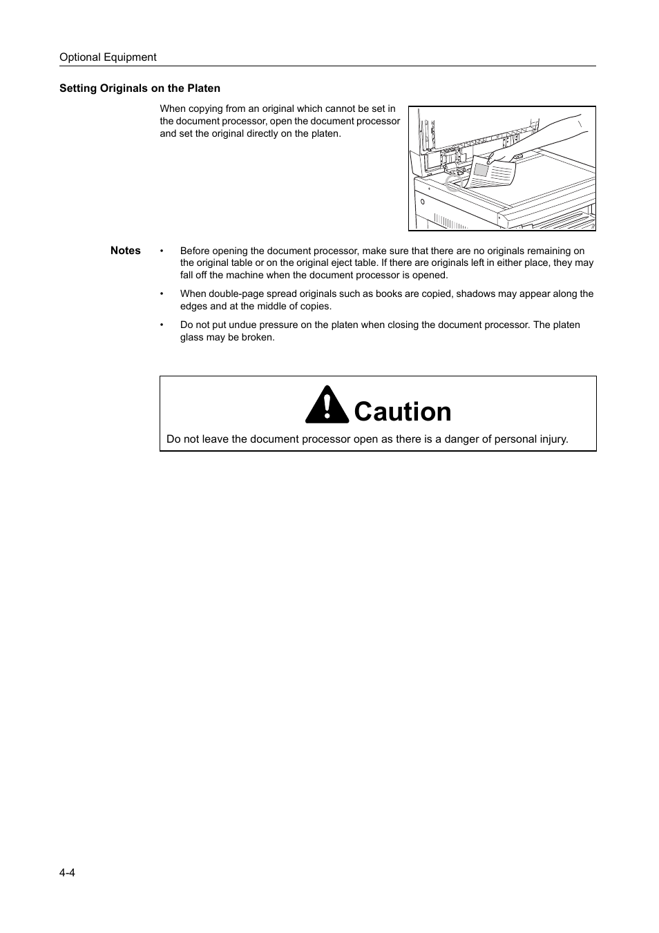Setting originals on the platen -4, Caution | Kyocera 1650 User Manual | Page 86 / 140