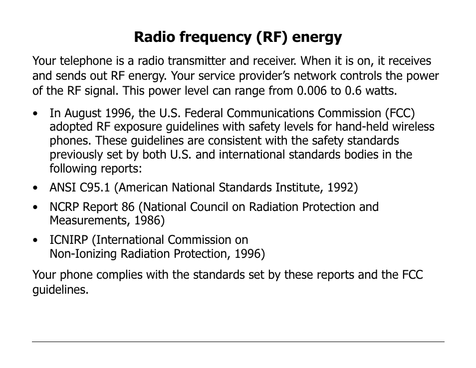Radio frequency (rf) energy | Kyocera 2100 Series User Manual | Page 14 / 123