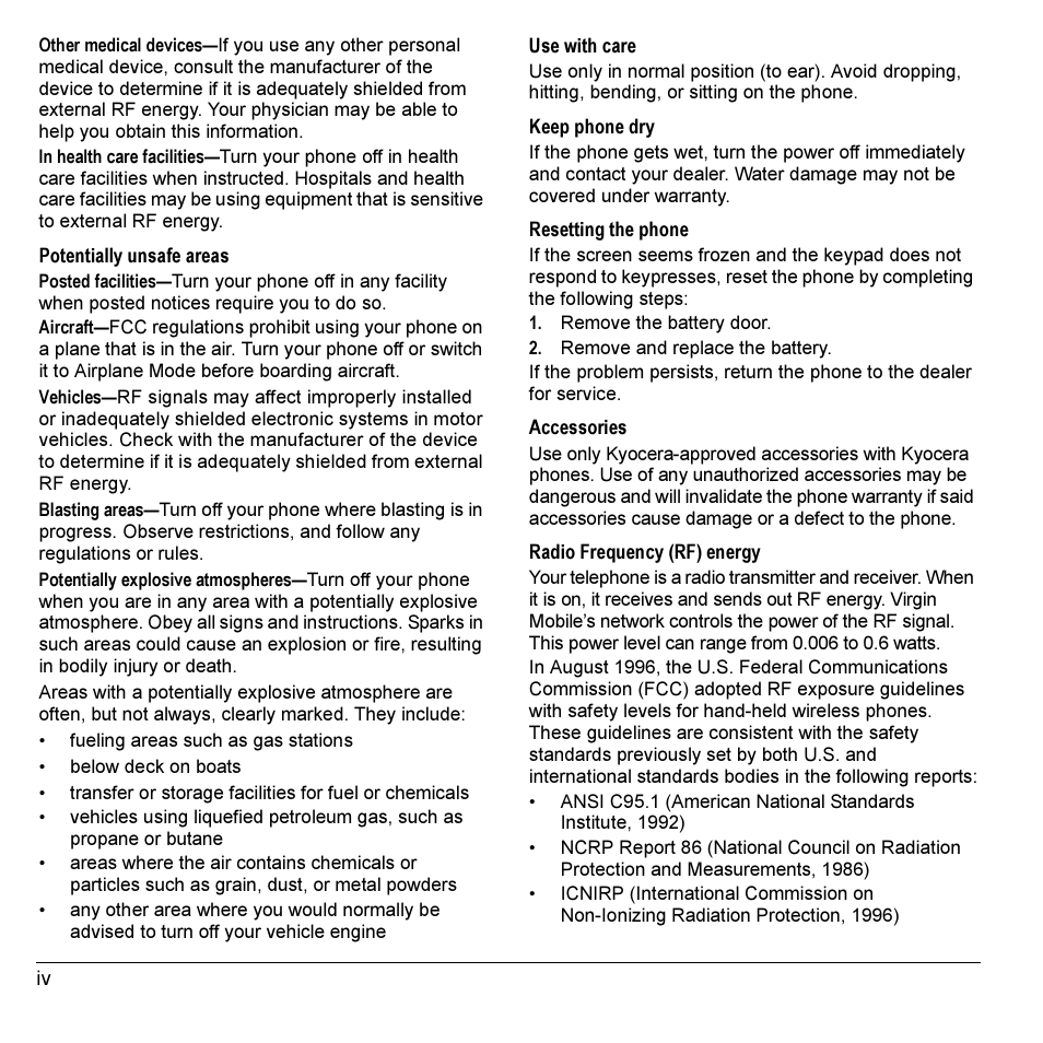Kyocera VMKX5C User Manual | Page 4 / 72