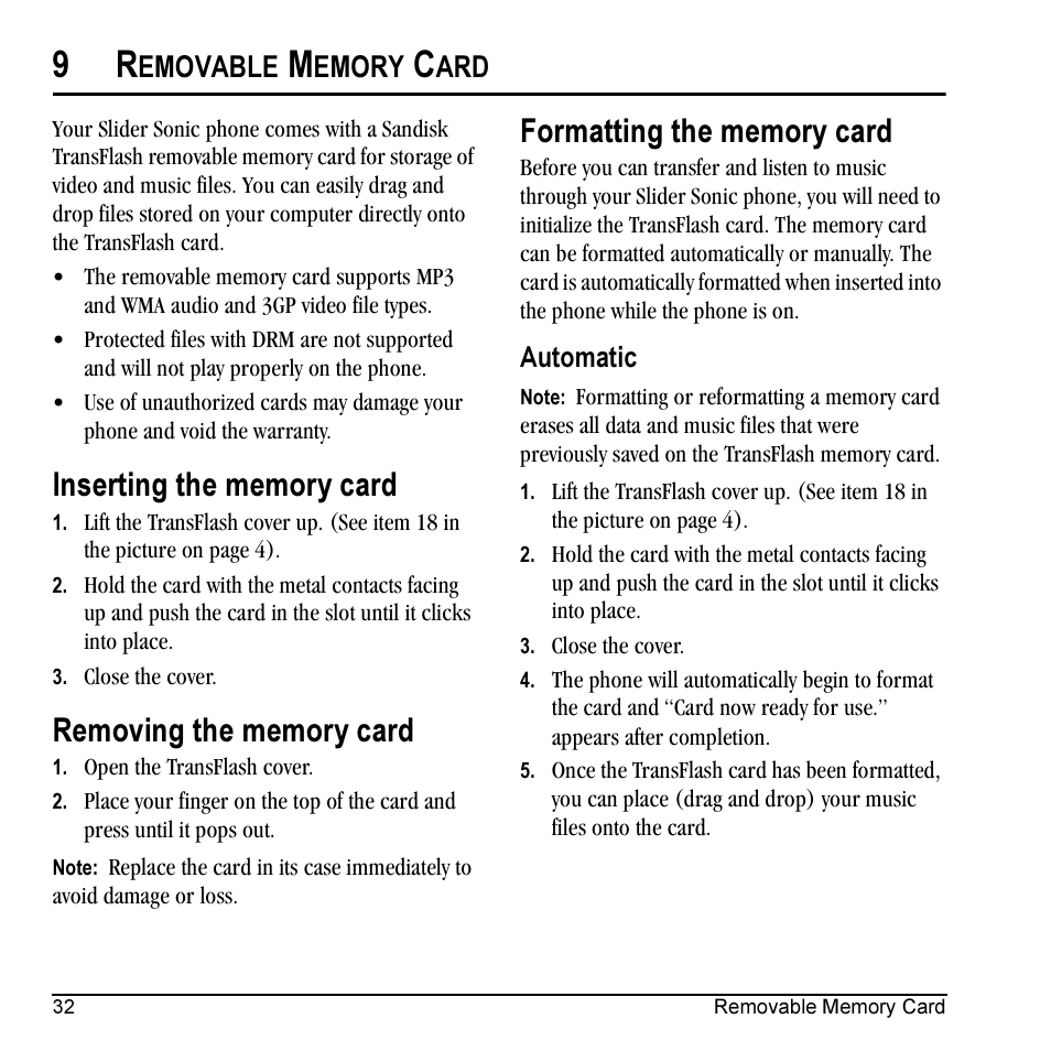 Emovable, Emory | Kyocera VMKX5C User Manual | Page 40 / 72
