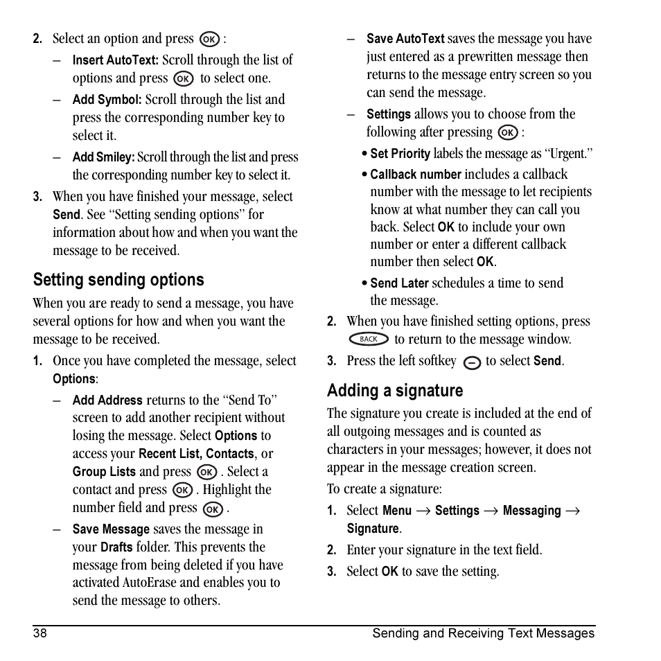 Setting sending options, Adding a signature | Kyocera VMKX5C User Manual | Page 46 / 72