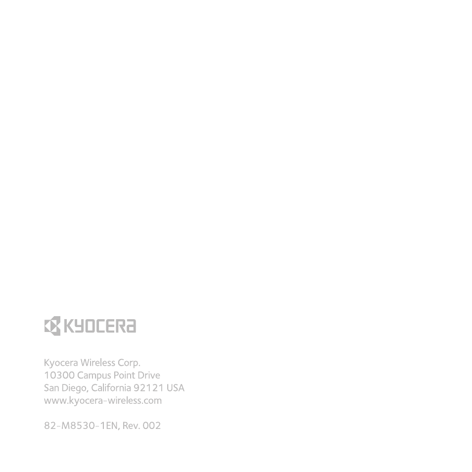 Kyocera VMKX5C User Manual | Page 72 / 72