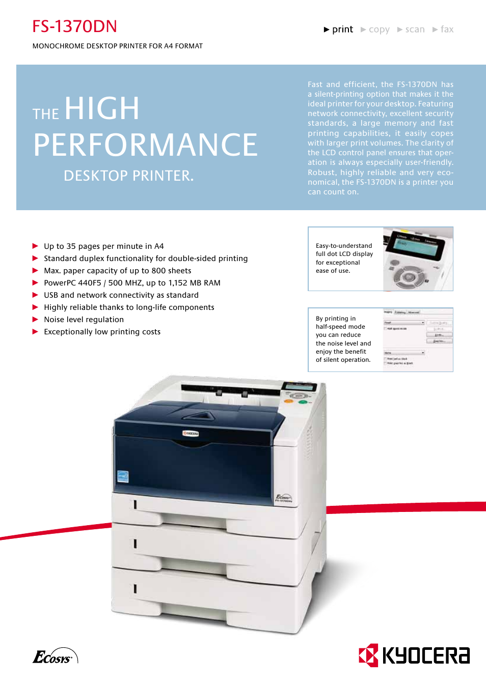 Kyocera DESKTOP PRINTER FS-1370DN User Manual | 2 pages