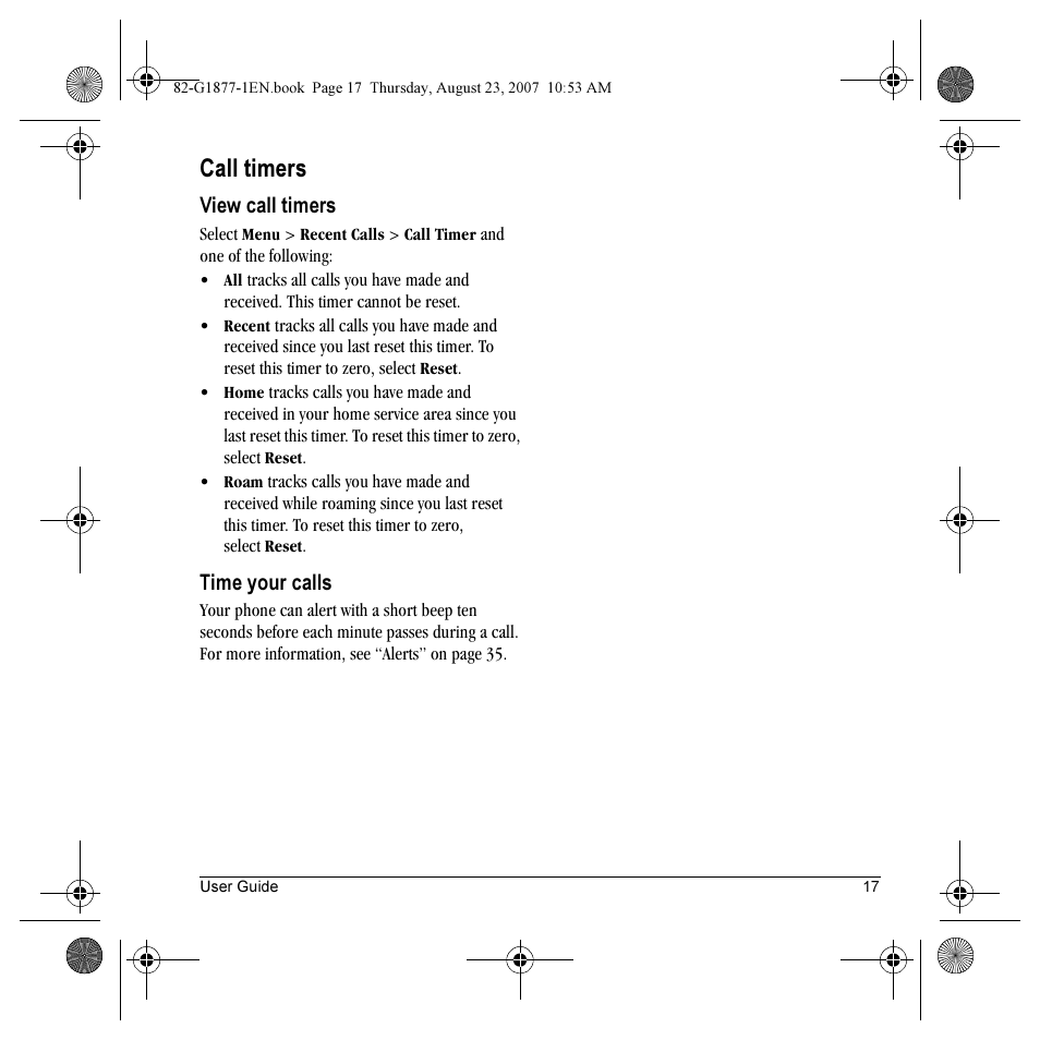 Call timers | Kyocera Deco E1000 User Manual | Page 25 / 80