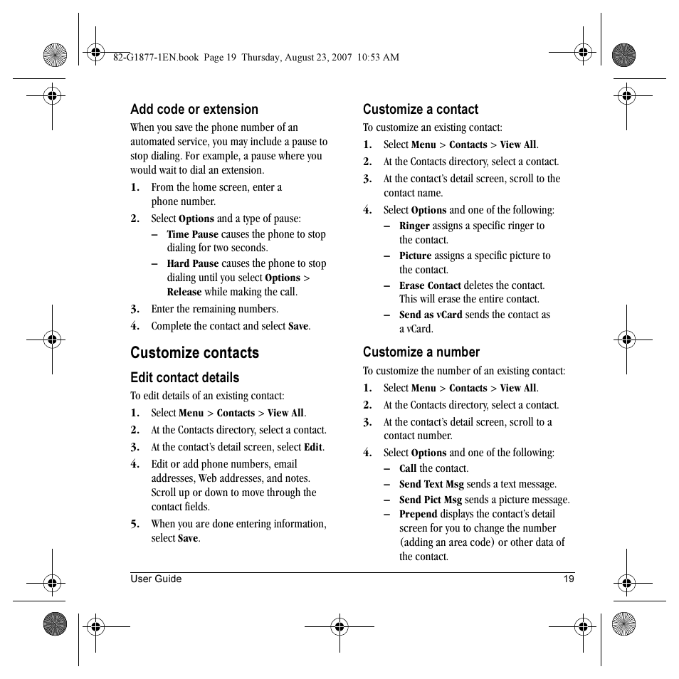 Customize contacts | Kyocera Deco E1000 User Manual | Page 27 / 80