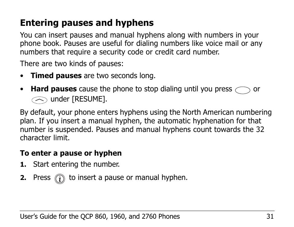 Entering pauses and hyphens | Kyocera EN User Manual | Page 41 / 105