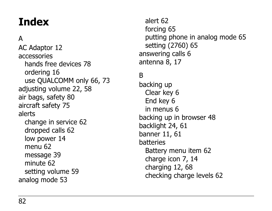 Index | Kyocera EN User Manual | Page 92 / 105