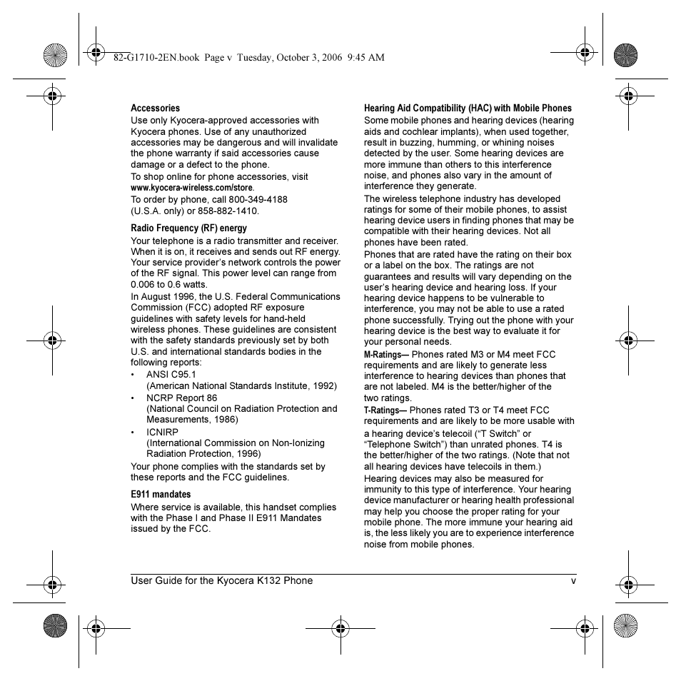 Kyocera K132 User Manual | Page 5 / 64
