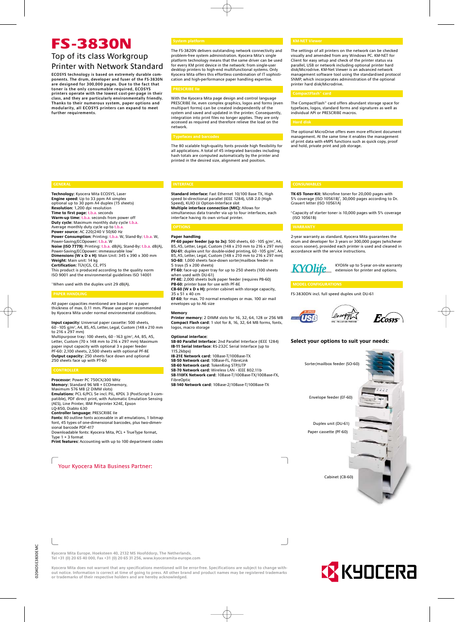Fs -3830n | Kyocera DISCOVER FS-3830N User Manual | Page 2 / 2