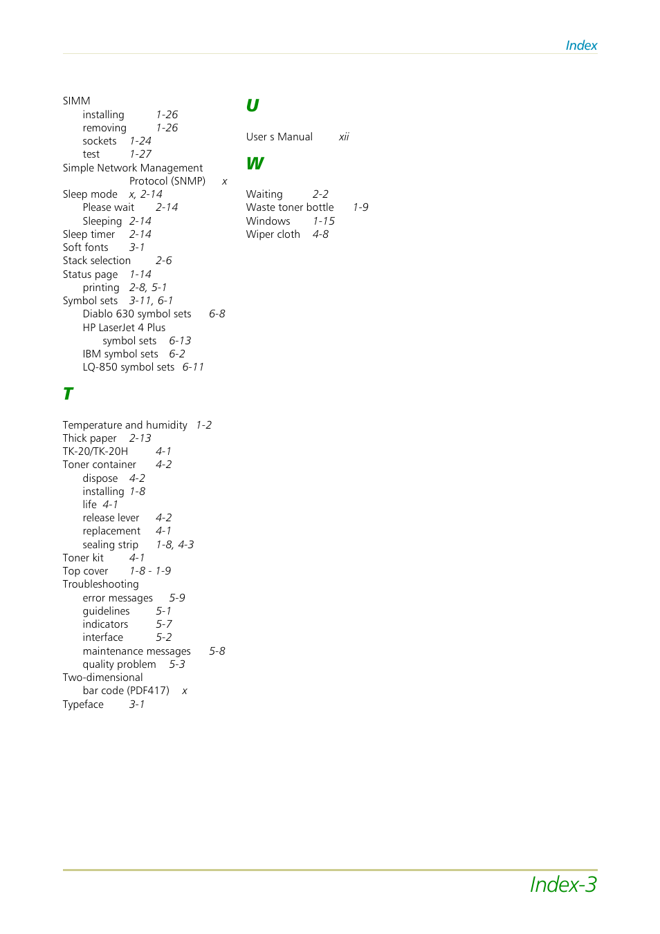 Index-3, Index | Kyocera FS-3700 User Manual | Page 116 / 116