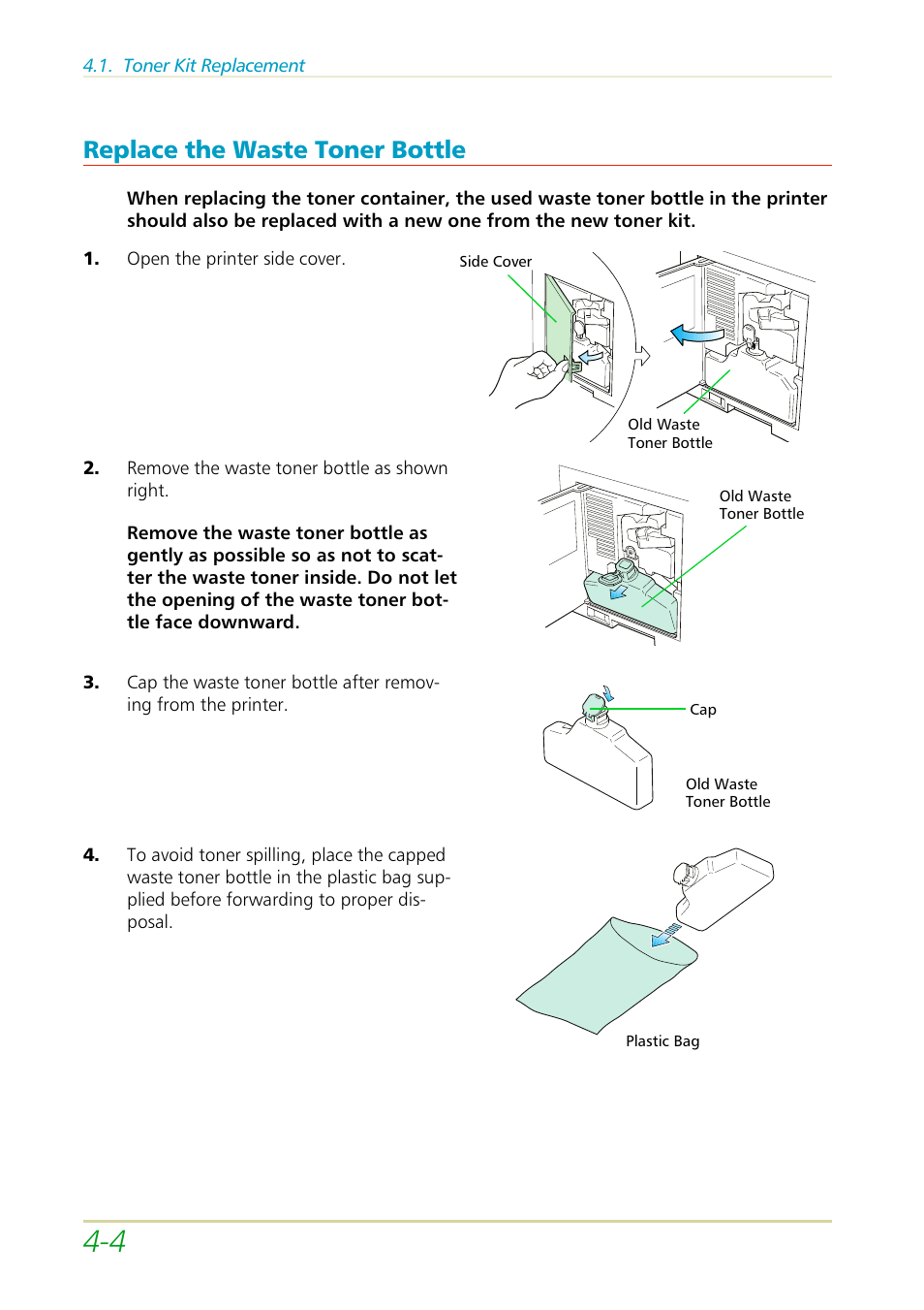 Replace the waste toner bottle | Kyocera FS-3700 User Manual | Page 73 / 116