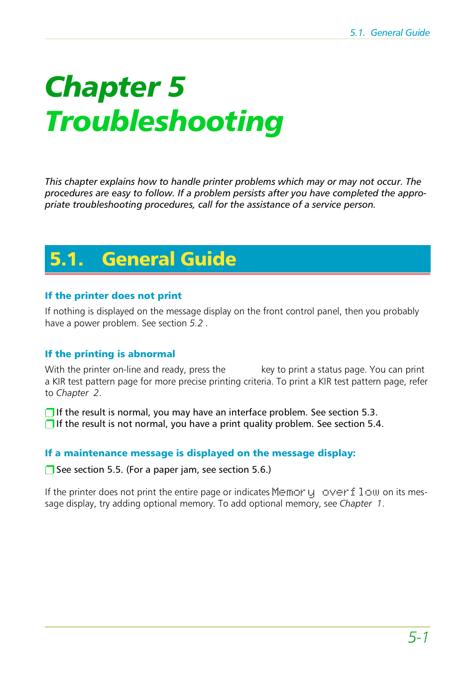 General guide, Chapter 5 troubleshooting | Kyocera FS-3700 User Manual | Page 78 / 116