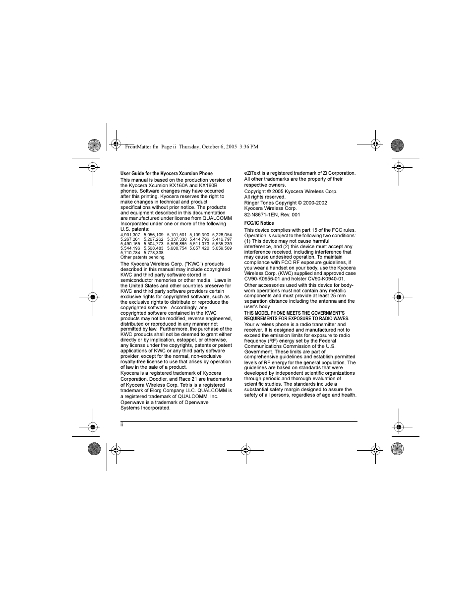 Kyocera Xcursion KX160B User Manual | Page 2 / 72