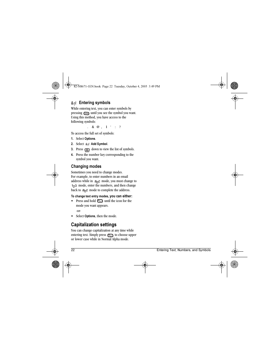 Capitalization settings | Kyocera Xcursion KX160B User Manual | Page 28 / 72