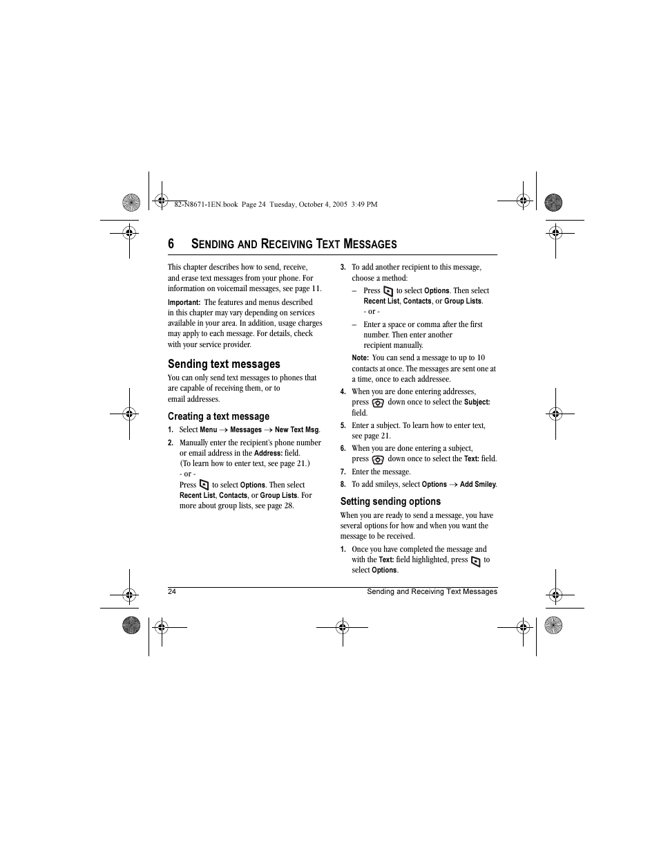 Sending text messages | Kyocera Xcursion KX160B User Manual | Page 30 / 72