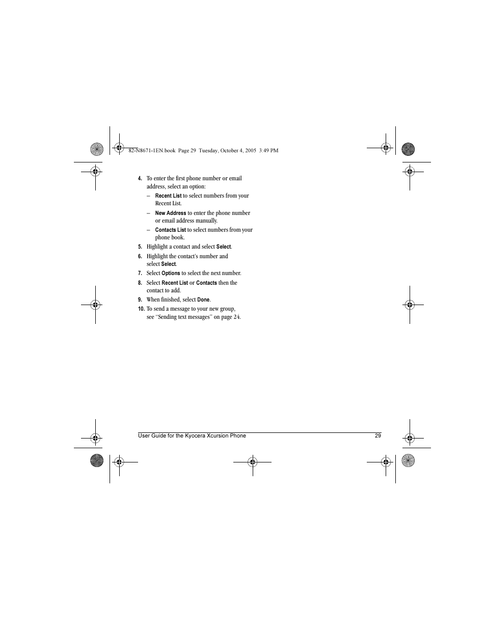 Kyocera Xcursion KX160B User Manual | Page 35 / 72