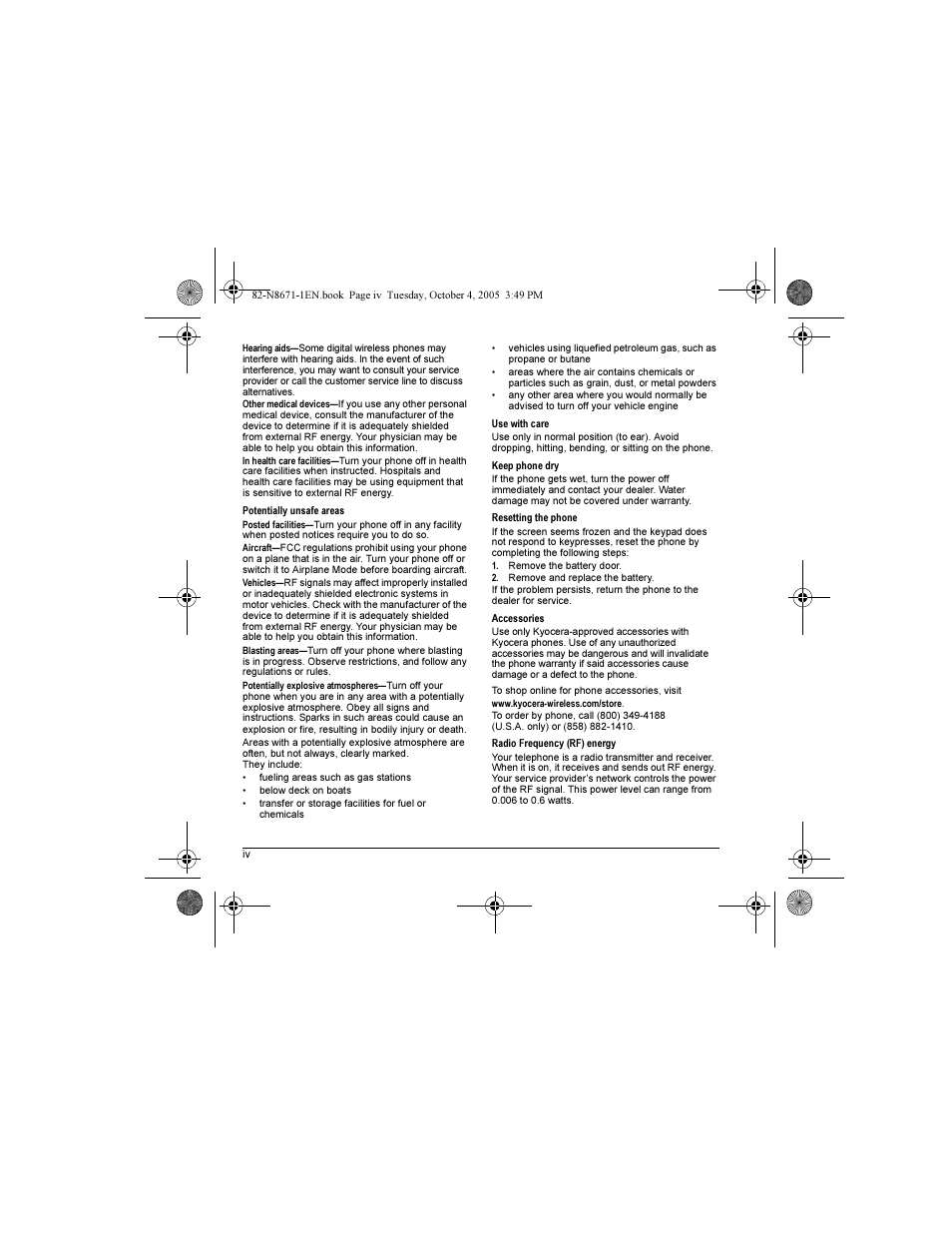 Kyocera Xcursion KX160B User Manual | Page 4 / 72