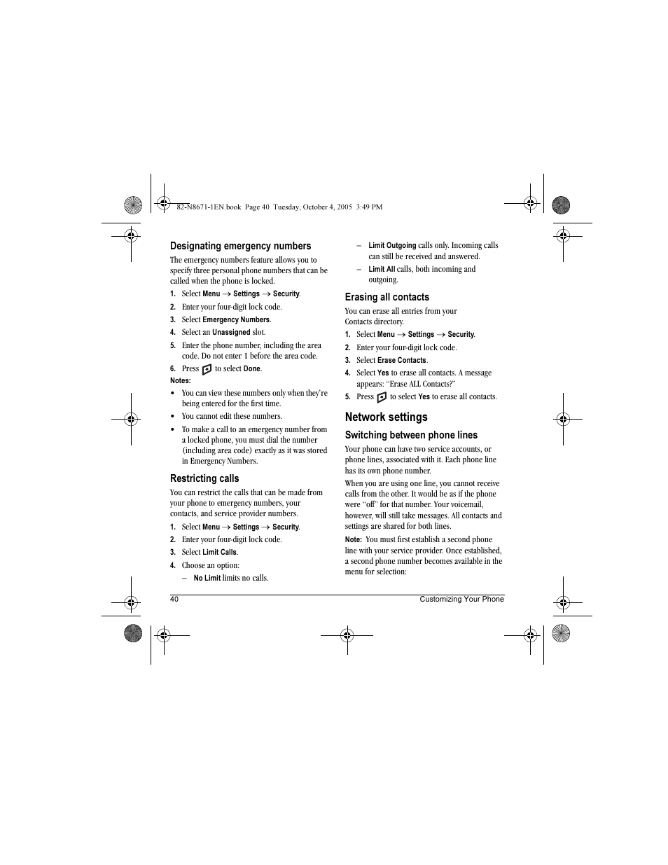 Network settings | Kyocera Xcursion KX160B User Manual | Page 46 / 72