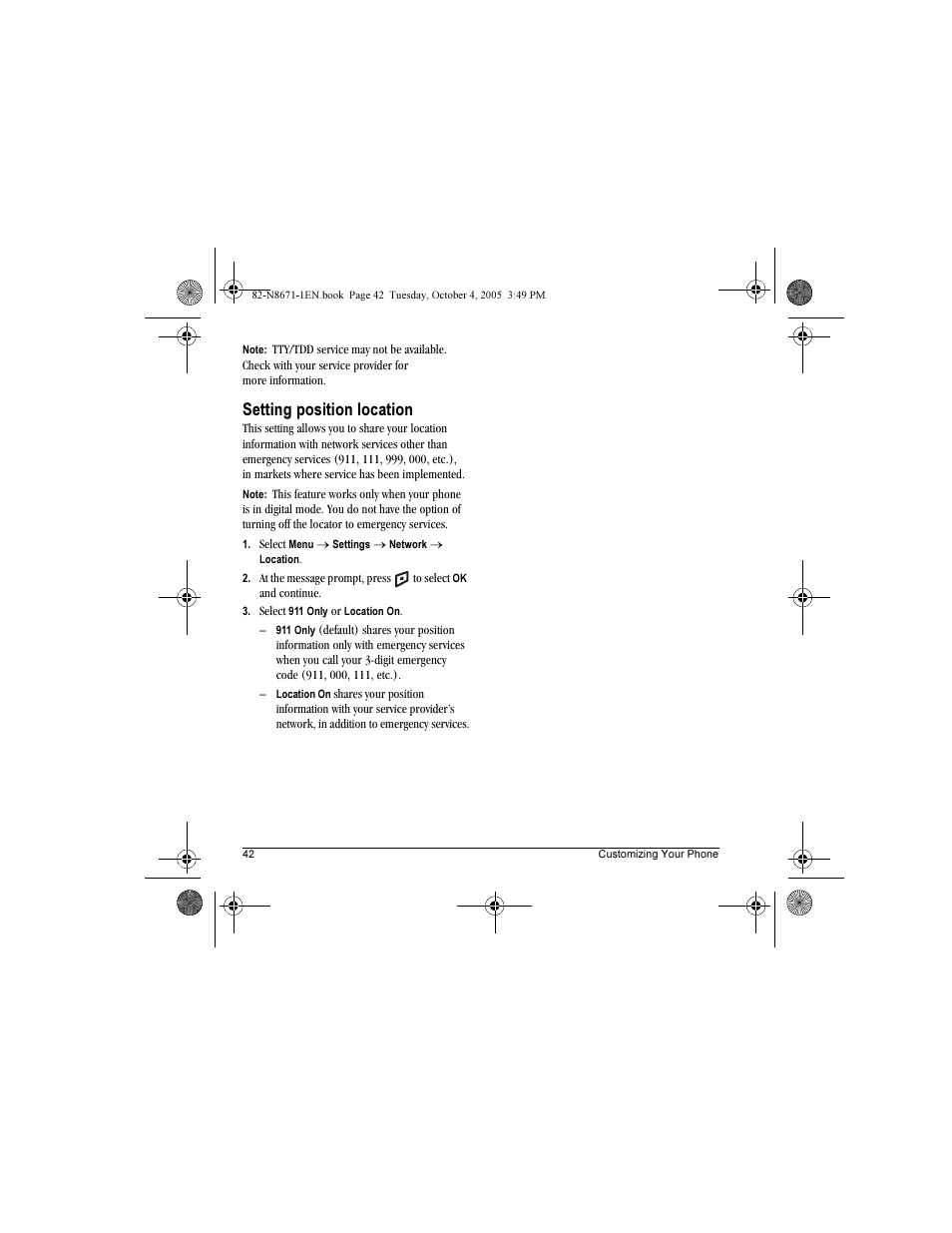 Setting position location | Kyocera Xcursion KX160B User Manual | Page 48 / 72