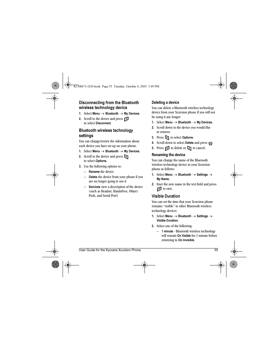 Kyocera Xcursion KX160B User Manual | Page 61 / 72