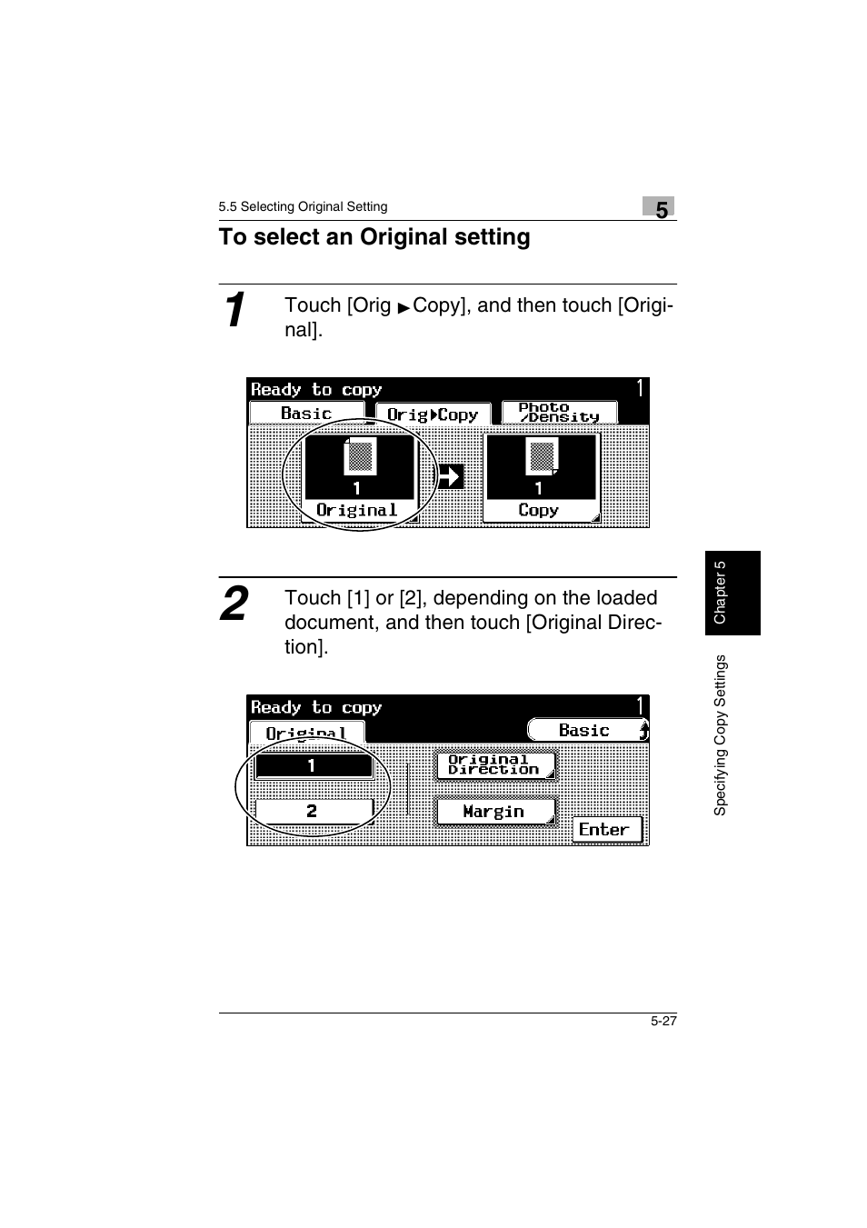 To select an original setting -27 | Kyocera KM-C2230 User Manual | Page 106 / 150