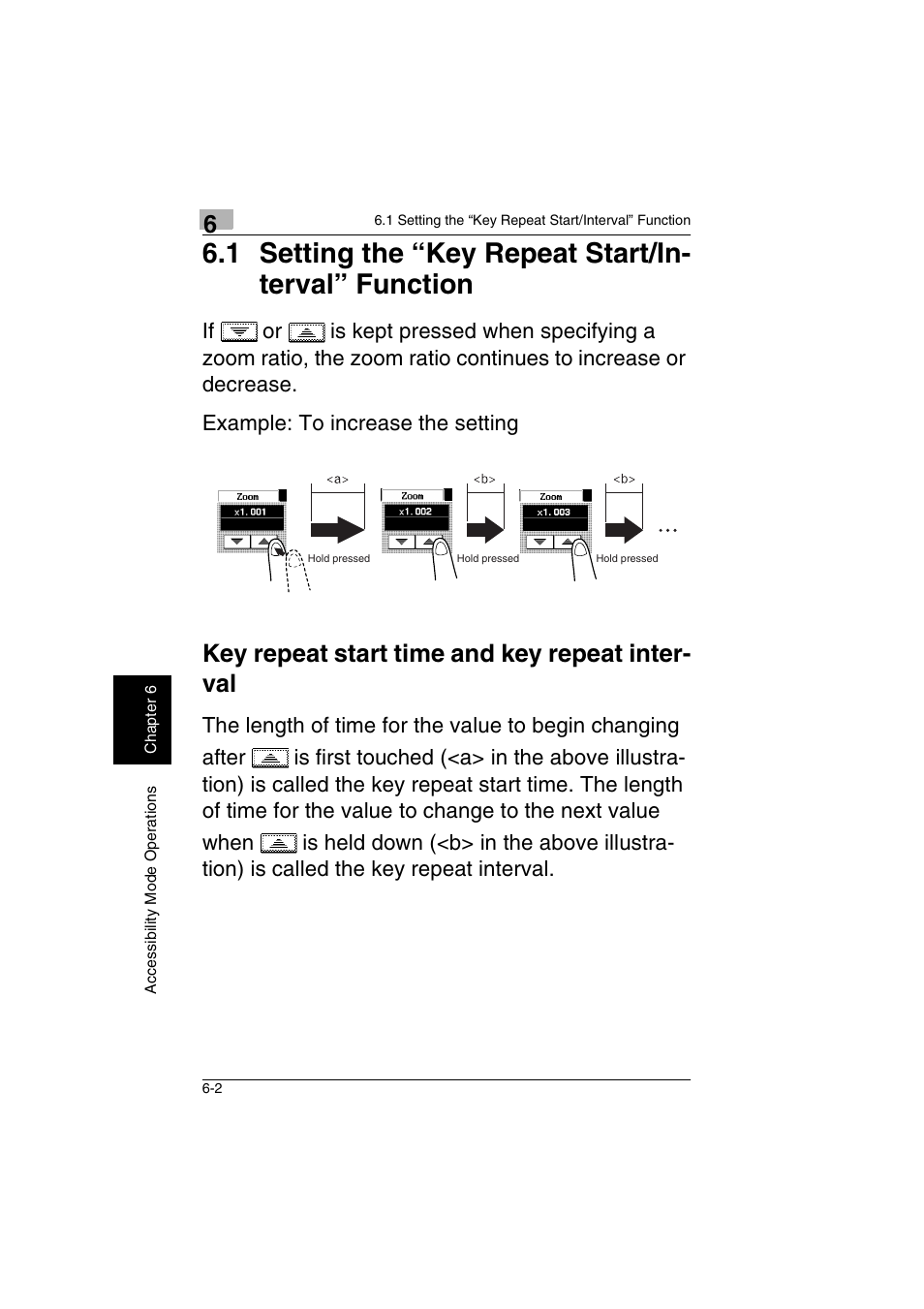 1 setting the “key repeat start/interval, Key repeat start time and key repeat inter- val | Kyocera KM-C2230 User Manual | Page 125 / 150