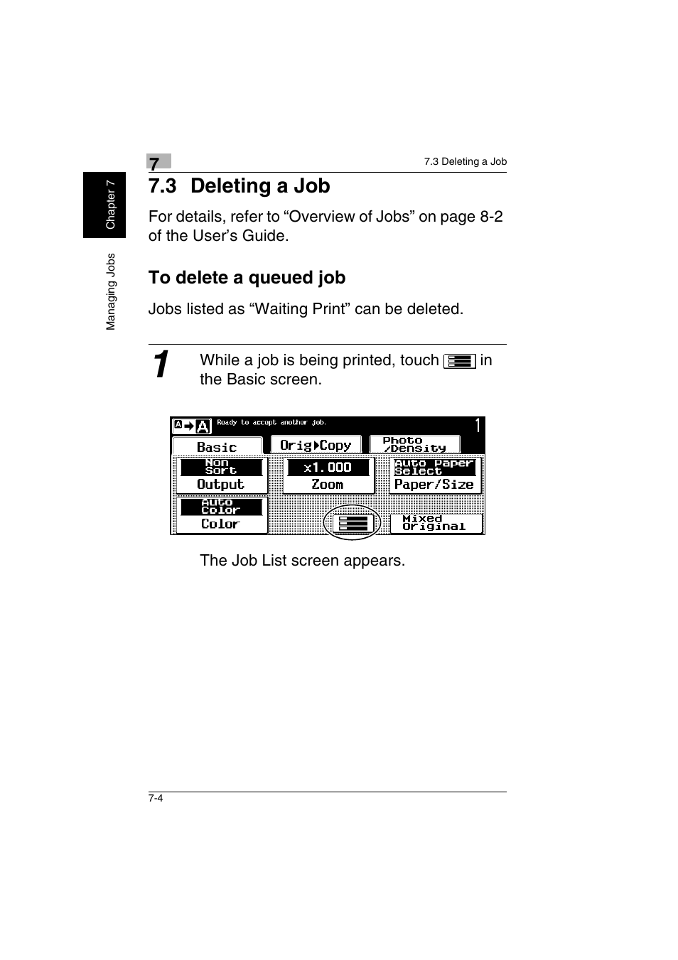 3 deleting a job -4, To delete a queued job -4, 3 deleting a job | Kyocera KM-C2230 User Manual | Page 137 / 150