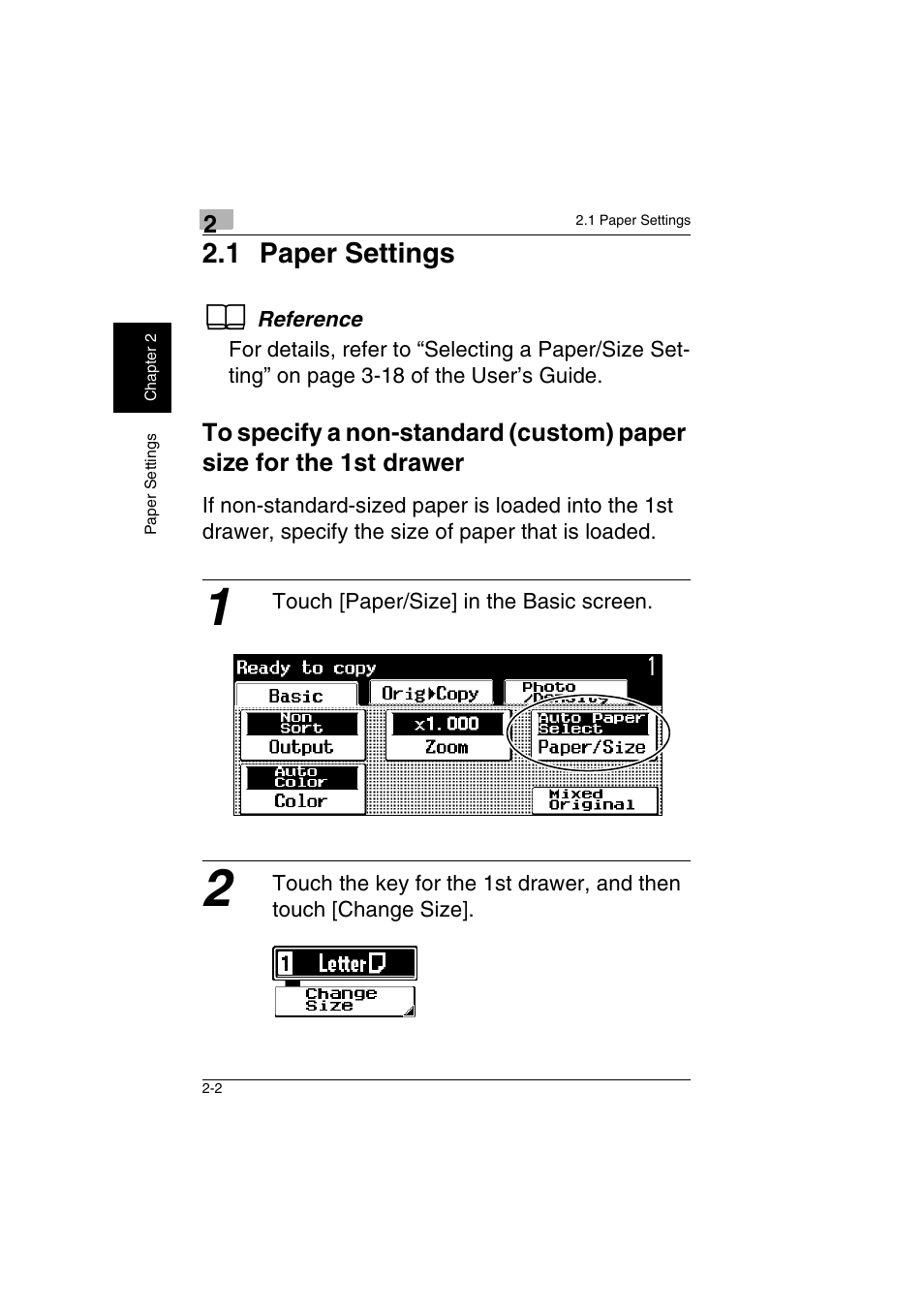 1 paper settings -2, 1 paper settings | Kyocera KM-C2230 User Manual | Page 29 / 150