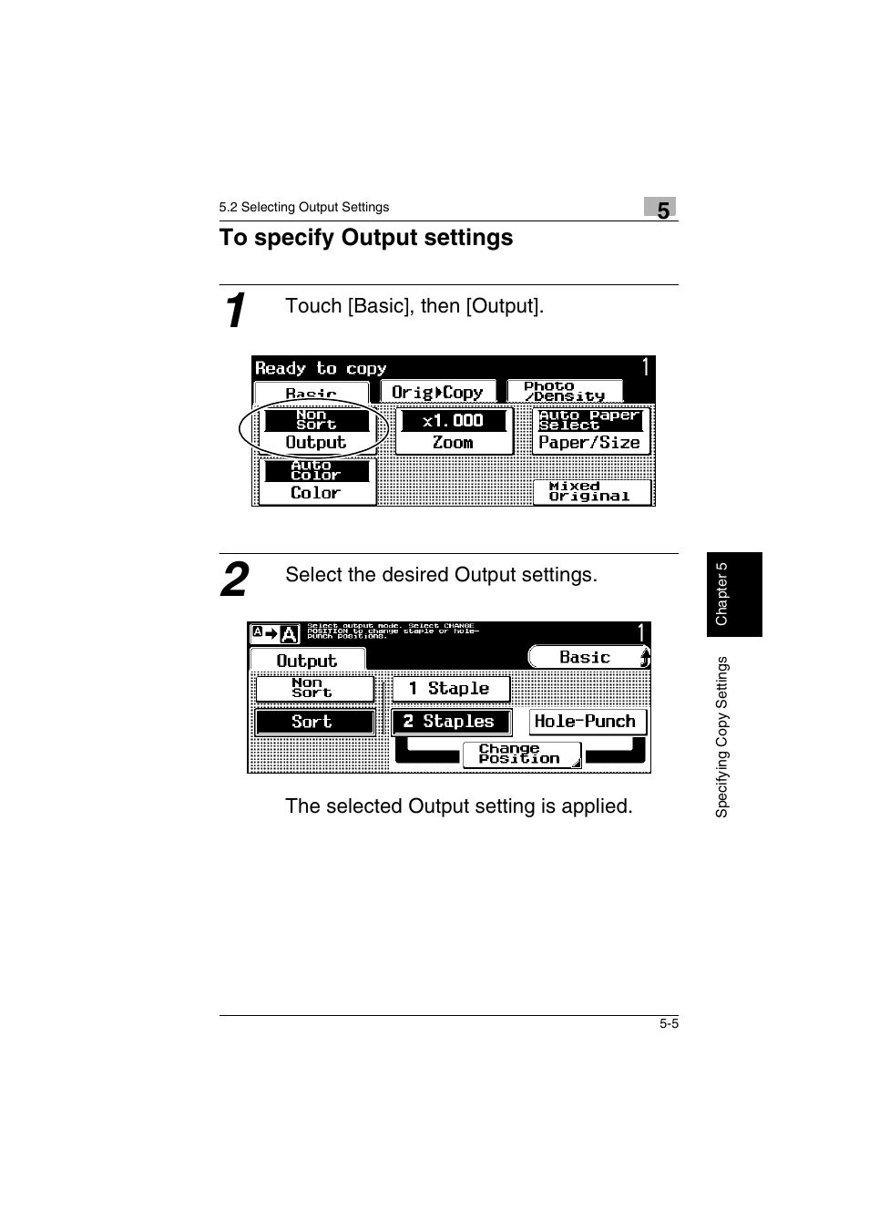 To specify output settings -5 | Kyocera KM-C2230 User Manual | Page 84 / 150