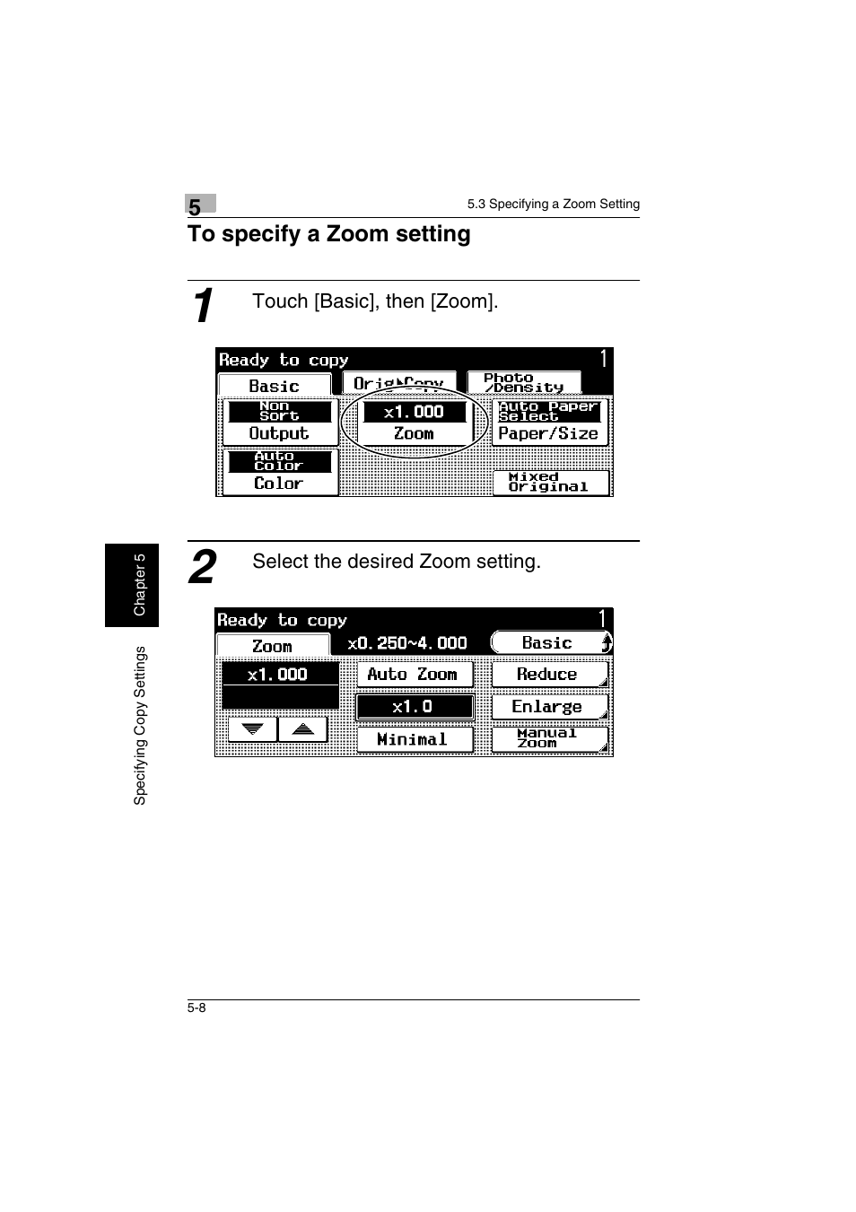 To specify a zoom setting -8 | Kyocera KM-C2230 User Manual | Page 87 / 150