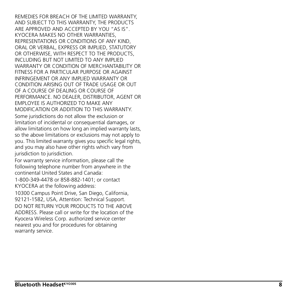 Kyocera KYO305 User Manual | Page 11 / 11