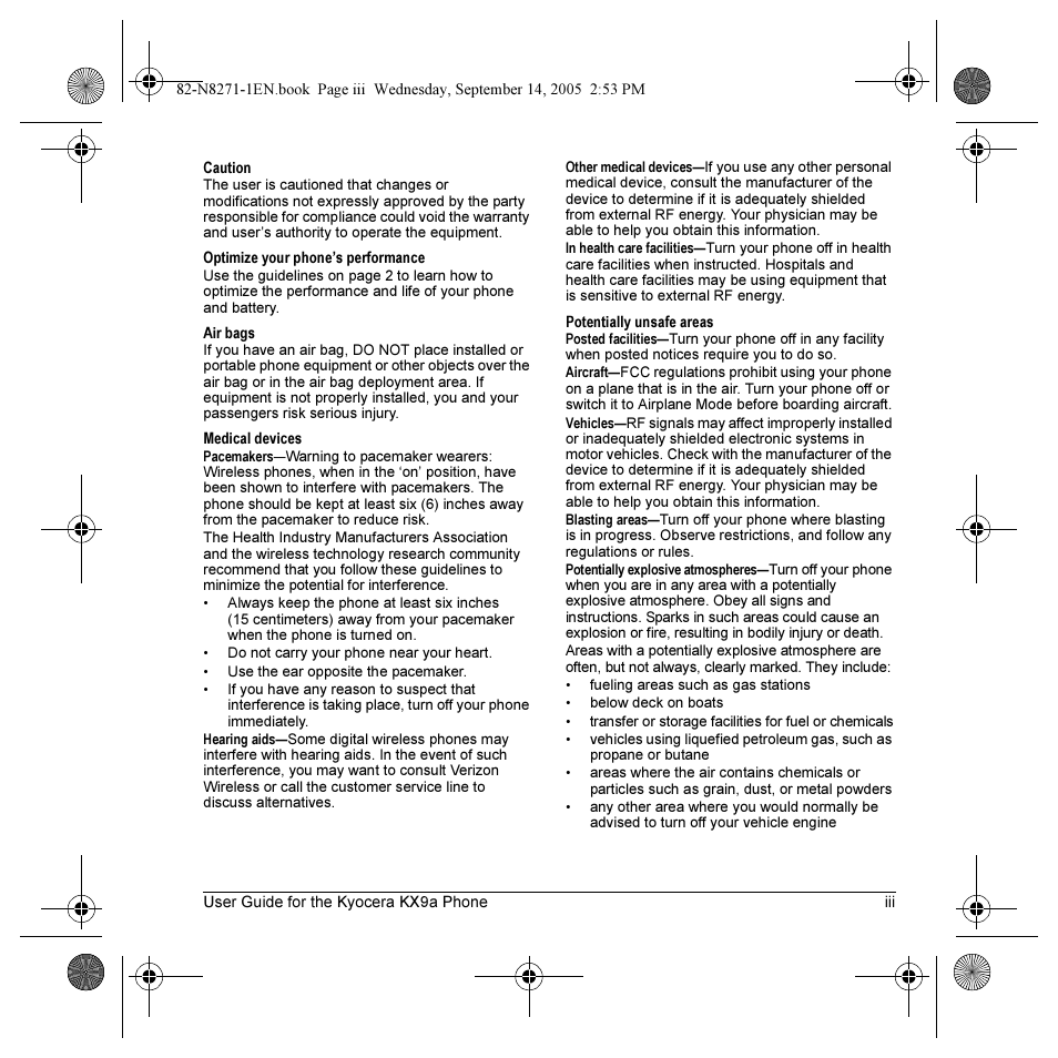 Kyocera KX9 User Manual | Page 4 / 50