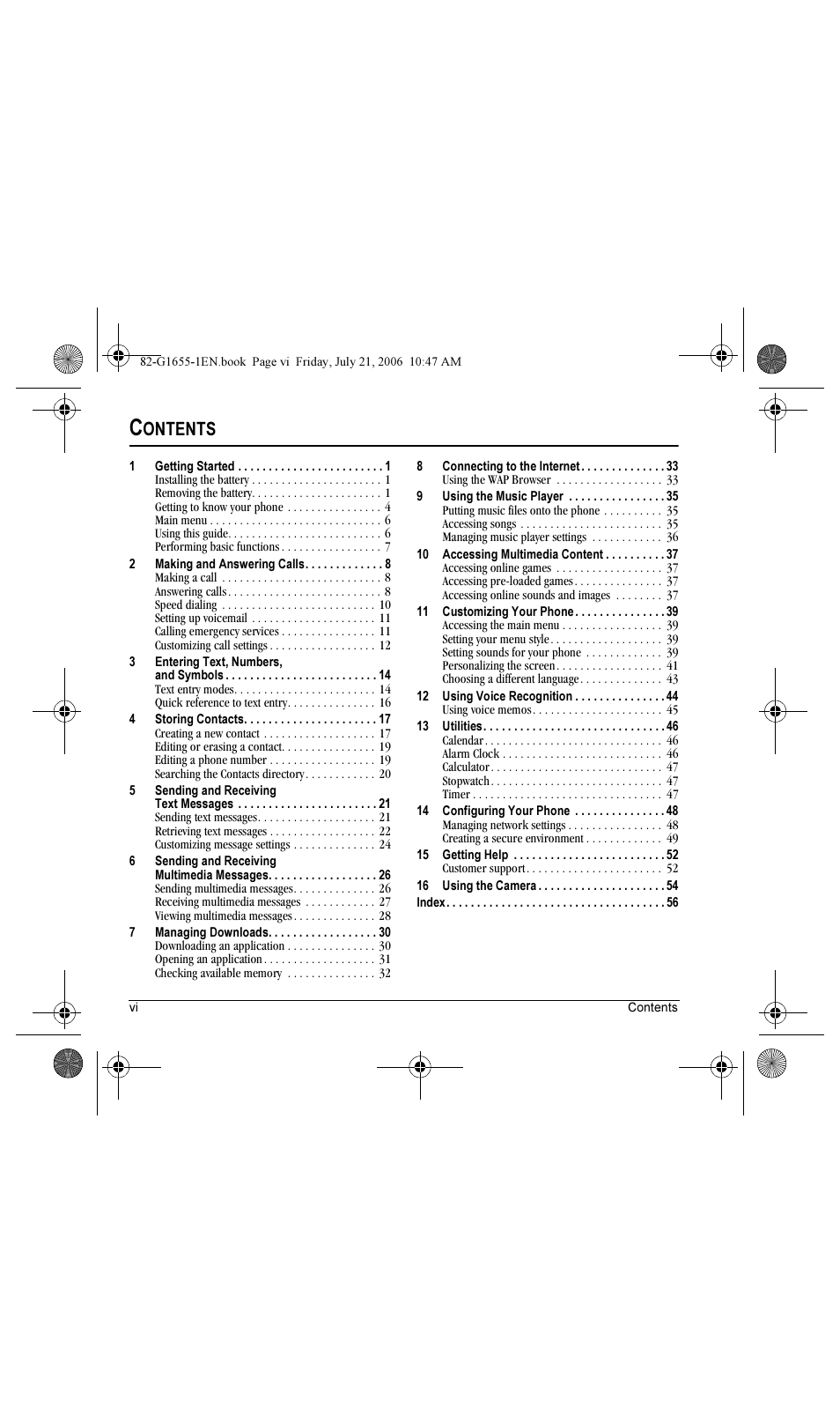 Ontents | Kyocera K352 User Manual | Page 6 / 64
