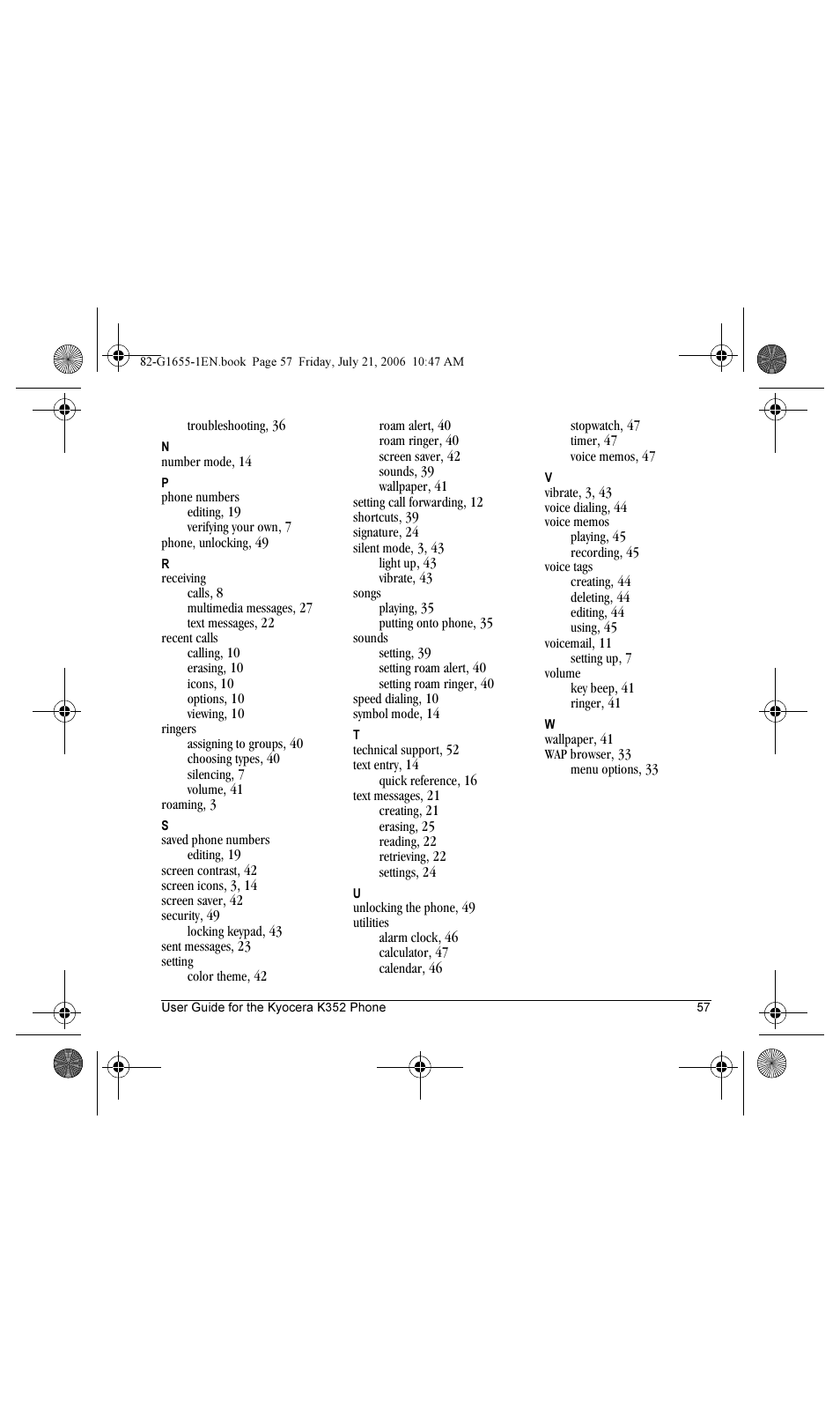 Kyocera K352 User Manual | Page 63 / 64