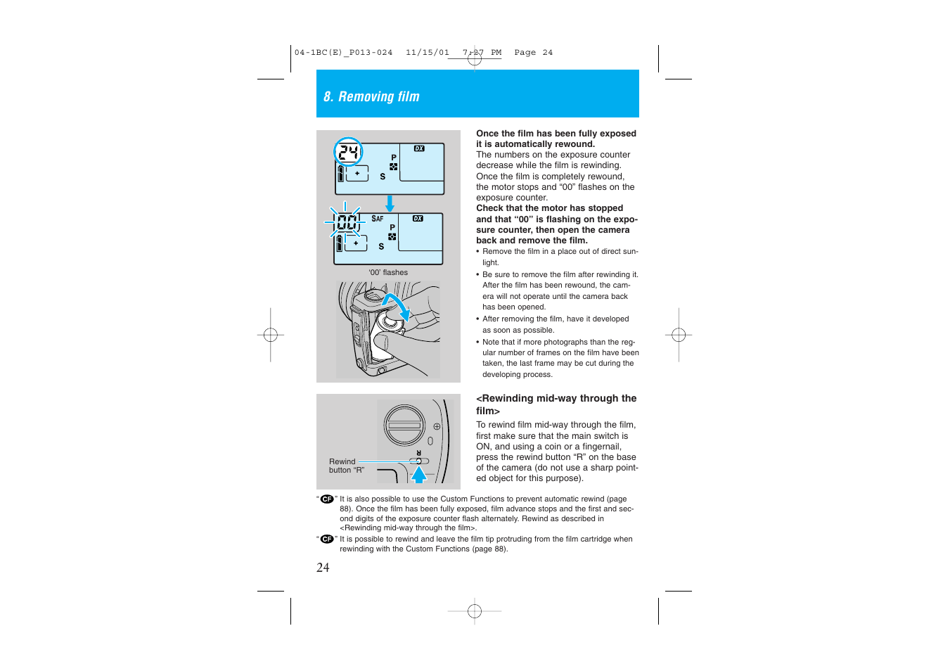 24 8. removing film | Kyocera Contax NX User Manual | Page 15 / 61