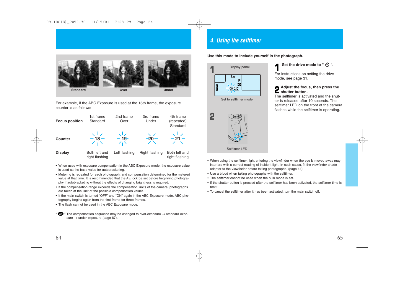 Using the selftimer | Kyocera Contax NX User Manual | Page 38 / 61