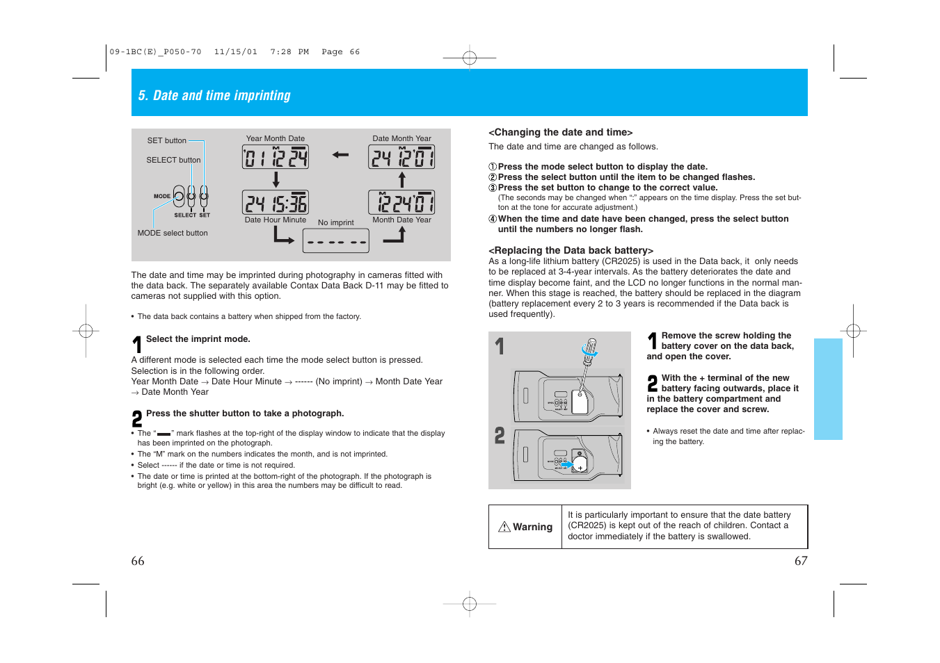 Date and time imprinting | Kyocera Contax NX User Manual | Page 39 / 61