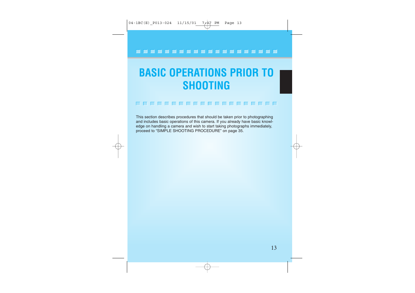 Basic operations prior to shooting | Kyocera Contax NX User Manual | Page 9 / 61