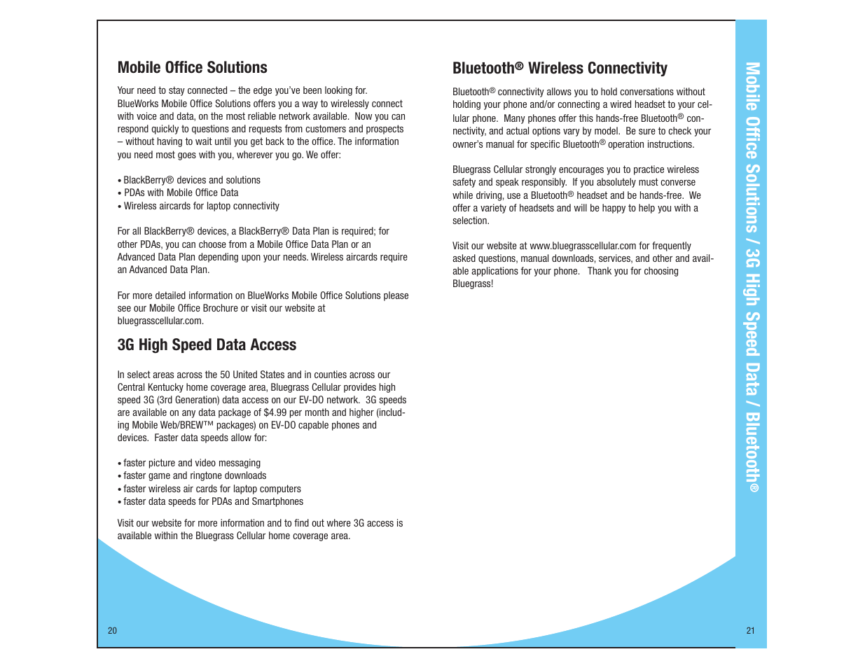 Mobile office solutions, 3g high speed data access, Bluetooth | Wireless connectivity | Kyocera Cellular Phone User Manual | Page 12 / 12