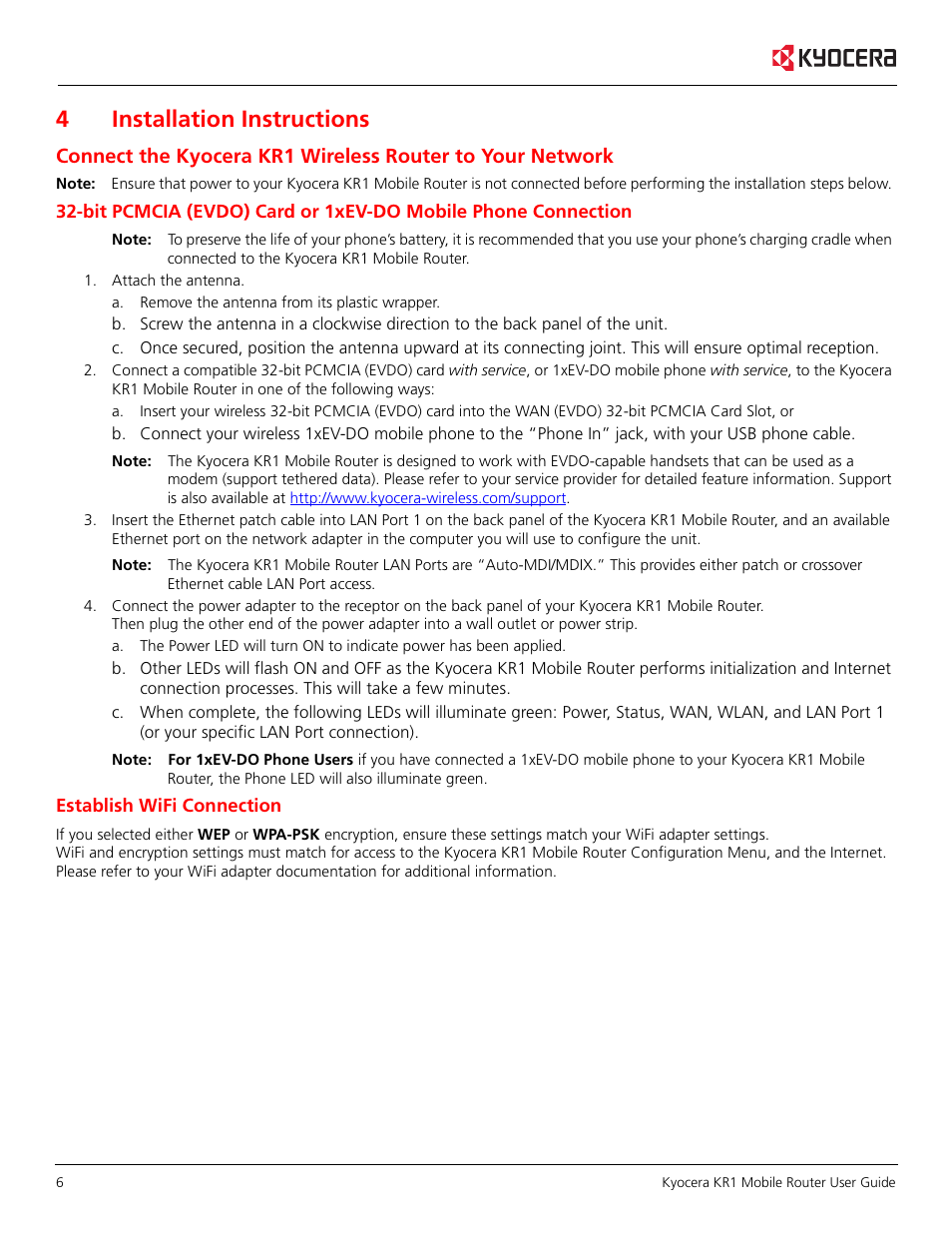 4installation instructions | Kyocera KR1 User Manual | Page 10 / 52