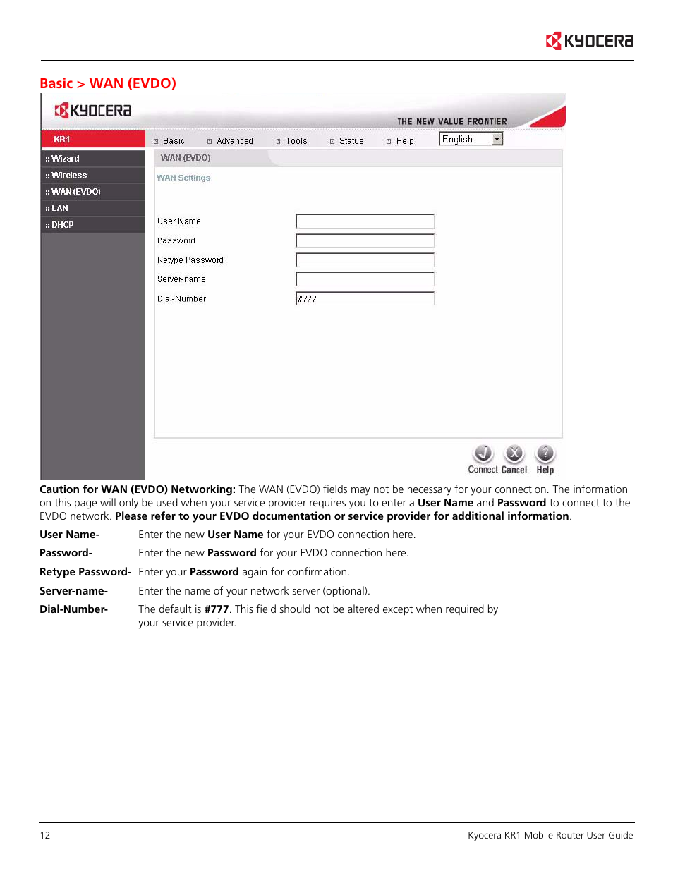 Basic > wan (evdo) | Kyocera KR1 User Manual | Page 16 / 52