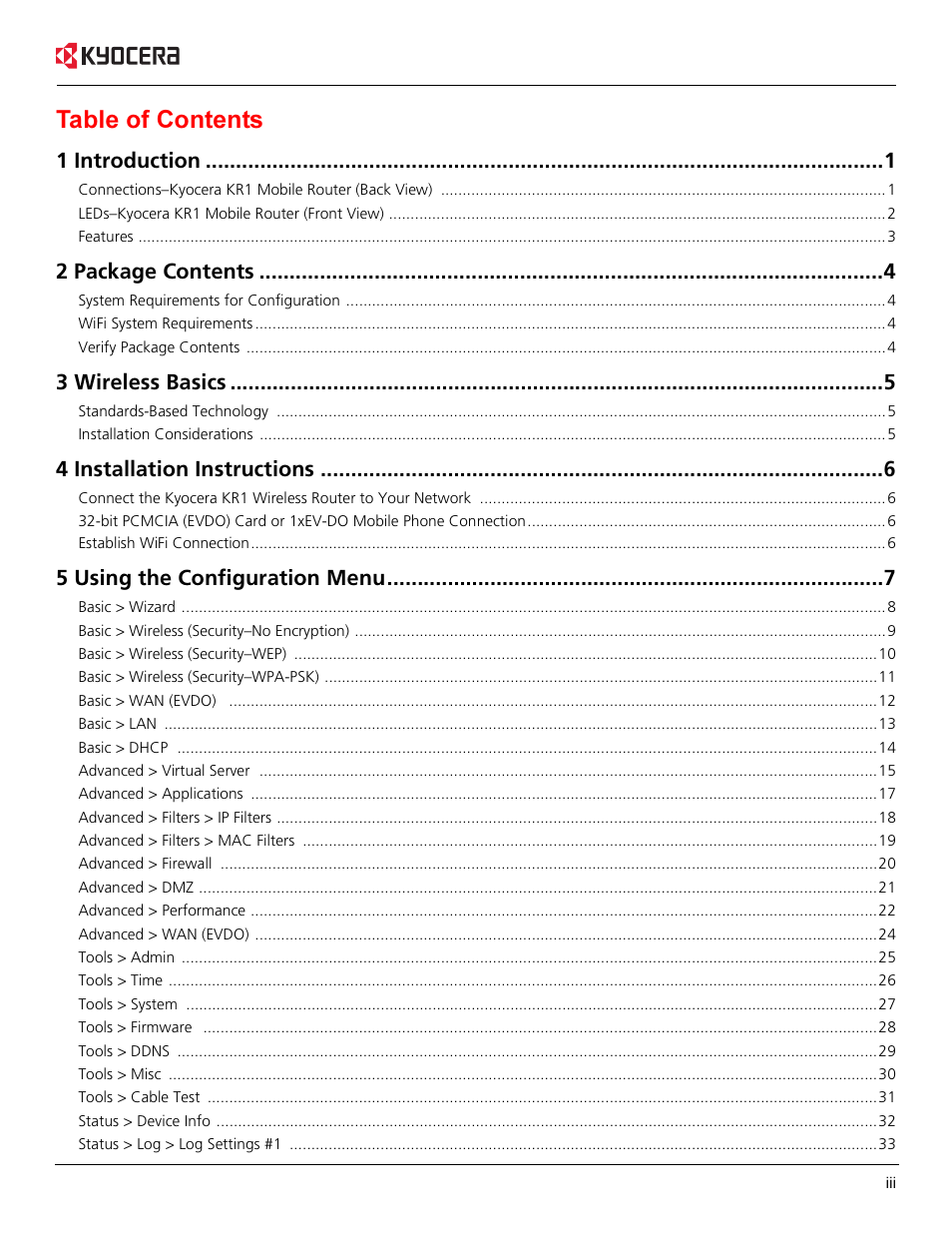 Kyocera KR1 User Manual | Page 3 / 52