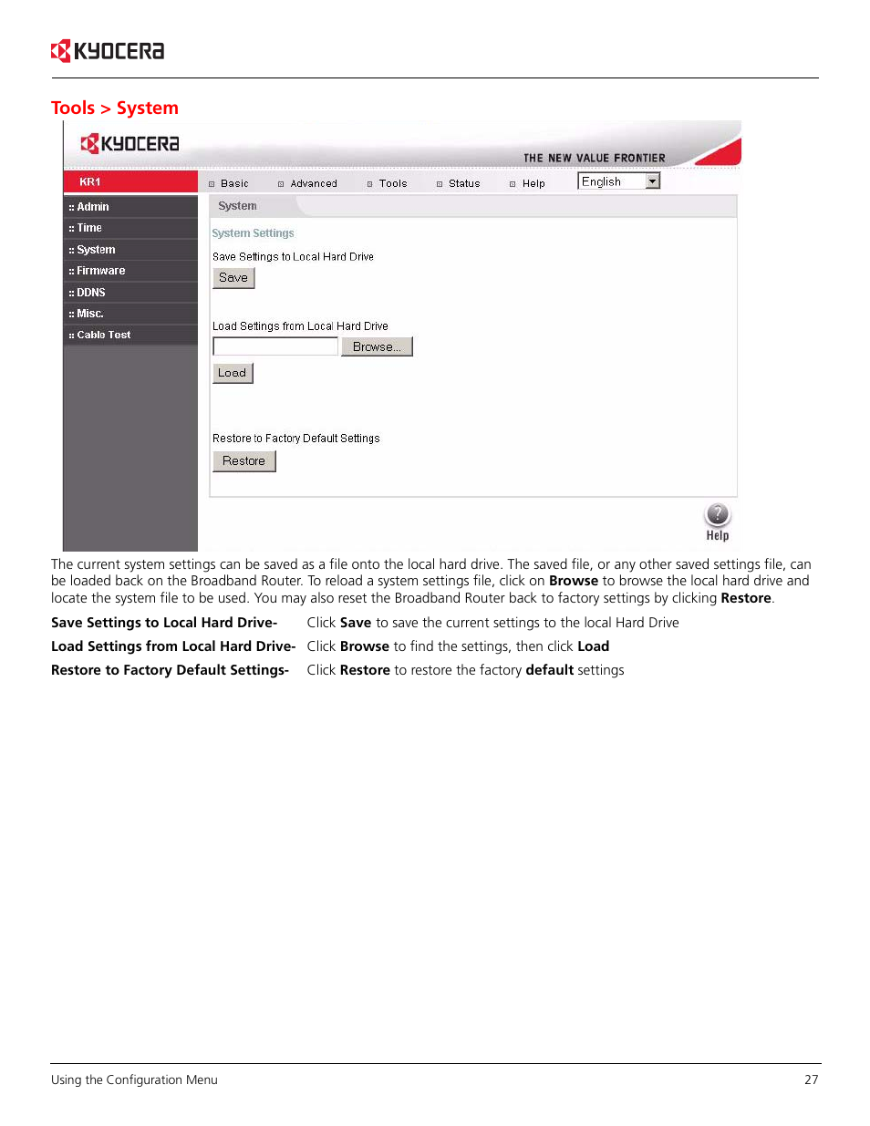 Tools > system | Kyocera KR1 User Manual | Page 31 / 52