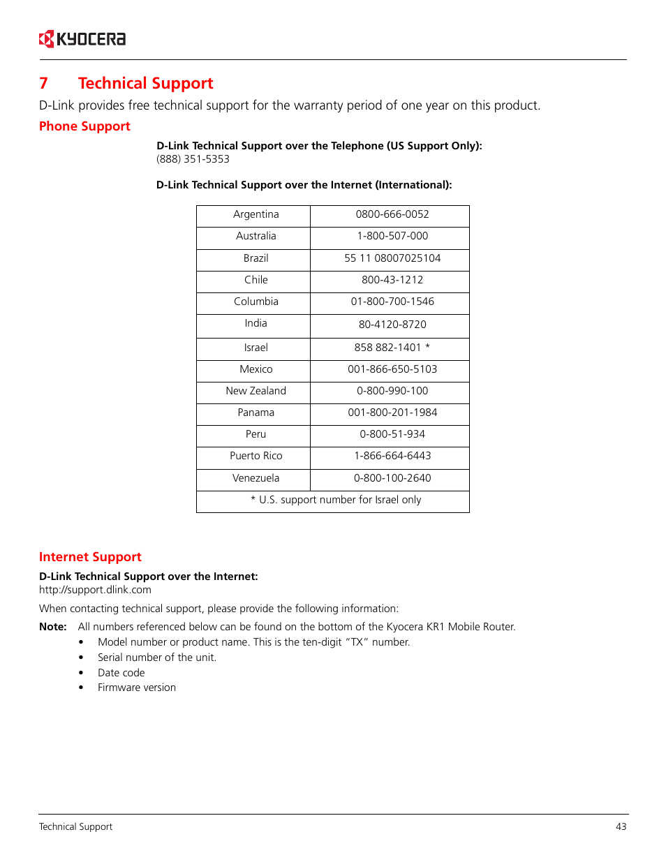 7technical support | Kyocera KR1 User Manual | Page 47 / 52