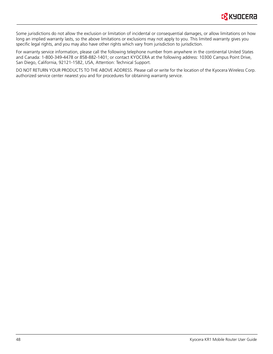 Kyocera KR1 User Manual | Page 52 / 52